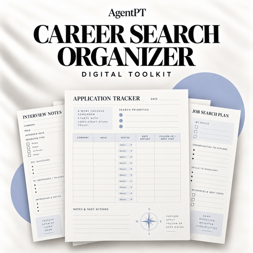 AgentPT Career Search Organizer - illustrated digital toolkit cover